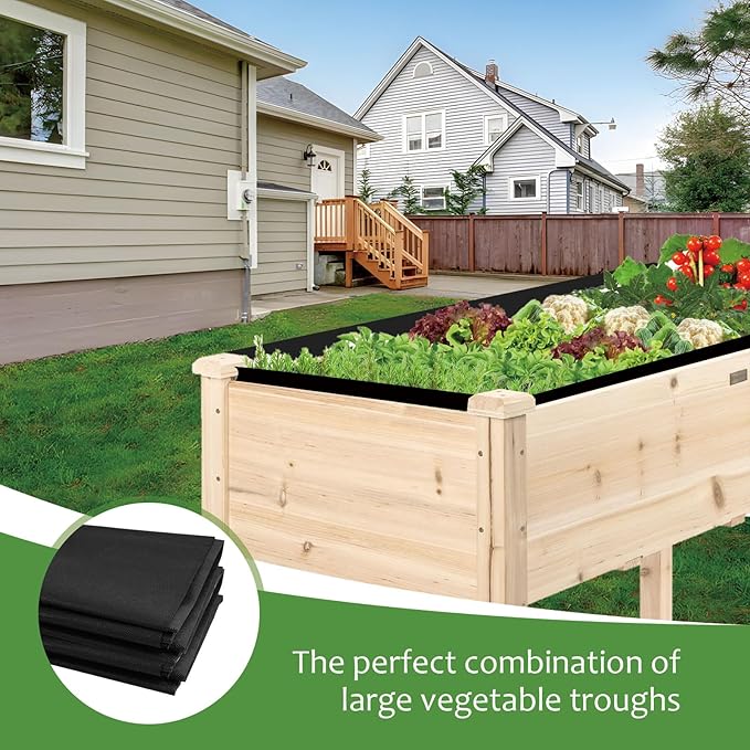 Longzhuo 63" X 114" Raised Garden Bed Liner - Non Woven Fabric for Winter Greenhouse Vegetable Gardening, Cuttable Plant Liner with Soil Containment & Water Drainage for Flower Pots