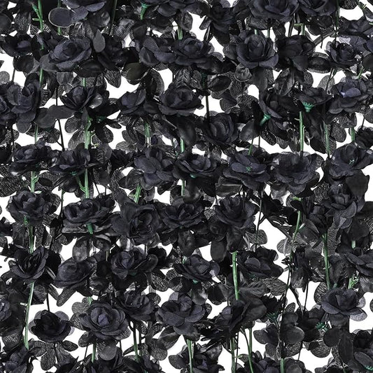 BLEUM CADE 12Pcs 98.4Ft Flower Garland Artificial Rose Vines for Bedroom, Cute Fake Hanging Flower Vines Floral Garland Decorations for Halloween Wedding Party Wall Room Decor Aesthetic