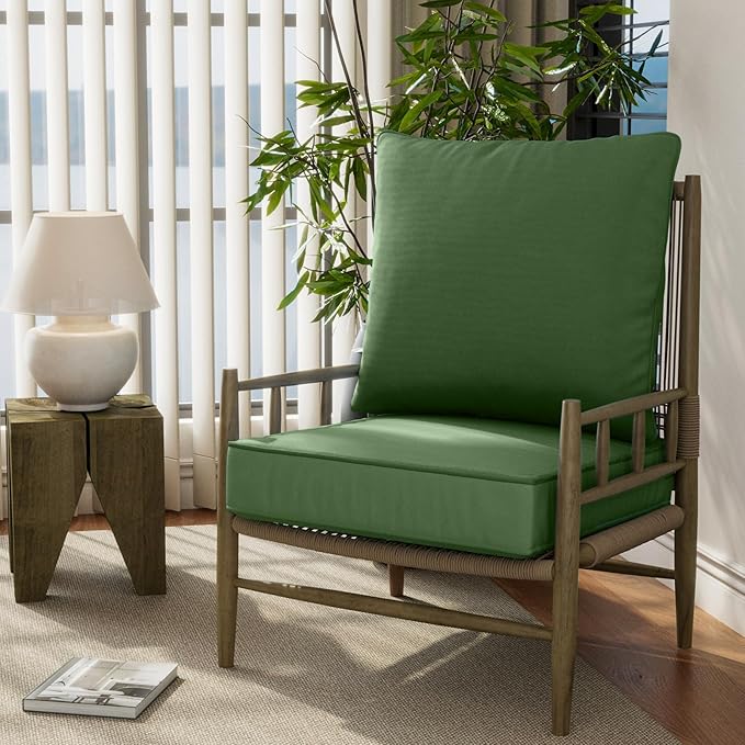 24" x 24" x 6" Outdoor Deep Seat Cushions Set - Waterproof & Fade Resistant Patio Furniture Replacement Cushions, Non-Slip Outdoor Cushions Fit Loveseats, Couches, Chairs, and Sofas.