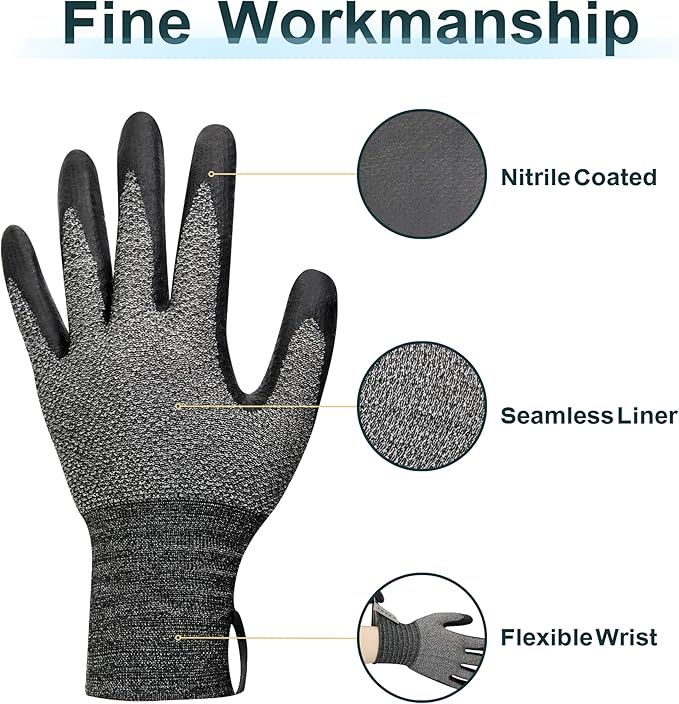 2 Pairs Gardening Gloves Thin Breathable Garden Gloves for Work Fishing
