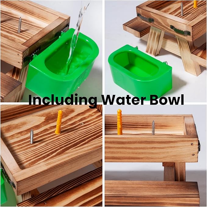 Squirrel Feeder Picnic Table with Water Bowl, Squirrel Feeders for Outside with Umbrella, Brown Squirrel Feeder with Corn Cob Holder Cute Chipmunk Feeder for Yard and Porch Decoration