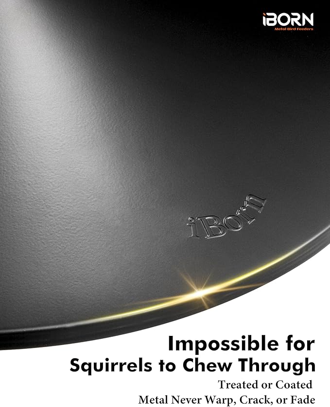 iBorn Squirrel Baffle for Bird Feeder Pole, 19.5” Oversized Squirrel Guard Baffle,All Metal Bird Feeder for Outdoors Protector, Pack of 2, Black