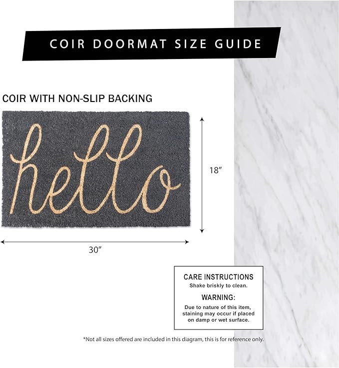 DII Natural Coir Doormat Outdoor Welcome Mat, 17x29, Damask
