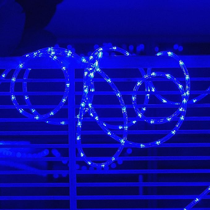 Waterproof LED Rope Lights, Connectable & Flexible with 8 Modes, Outdoor Lighting for Deck, Garden, Pool, Patio & Christmas Decor (Blue, 50ft)