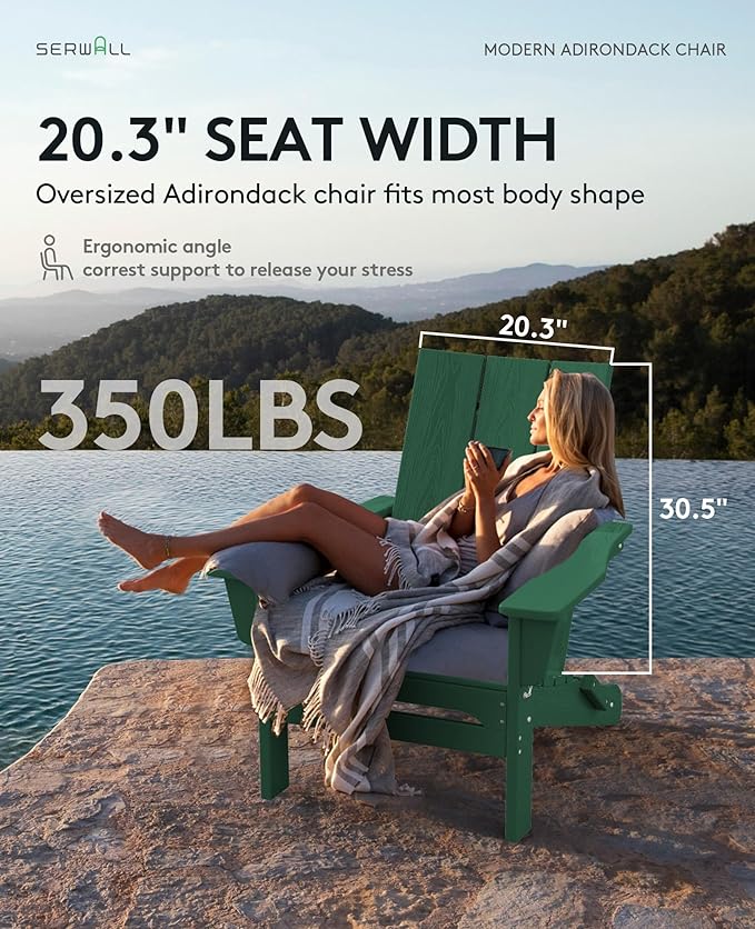 SERWALL Modern Folding Adirondack Chair Green