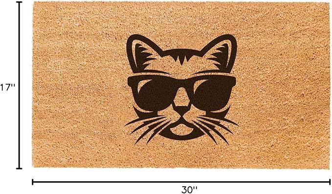 THEODORE MAGNUS Door Mat - Cat Welcome Mat for Front Door with Non-Slip Backing - Durable Doormat - Perfect for Outside Entrance Matt - Outdoor/Indoor - Whiskers Swag - 17" x 30"