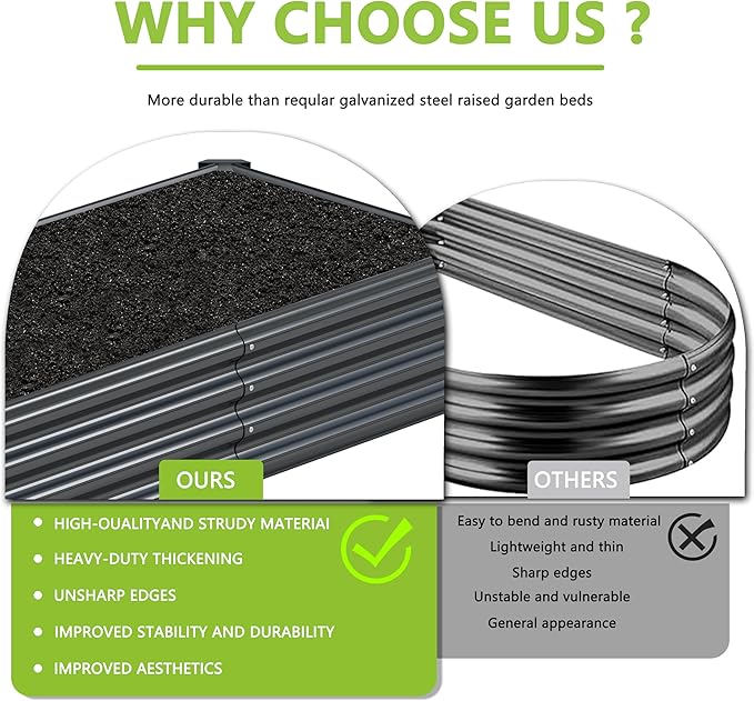 2PCS 8x4x1FT Galvanized Raised Garden Bed Kit, Galvanized Planter Raised Garden Boxes Outdoor, Large Metal Raised Garden Beds for Vegetables-Grey