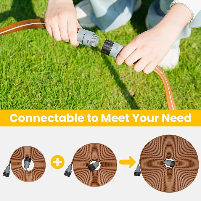 LINEX Sprinkler Soaker Hose 50 ft for Garden, Watering Hose with Holes, High-Efficiency Sprinklers System for Lawn and Garden with Staples