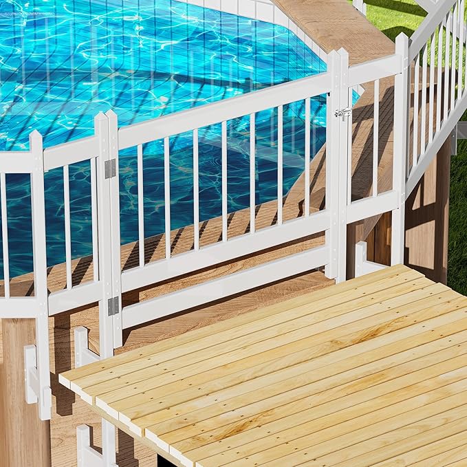 VINGLI Above Ground Pool Safety Fence,Swimming Pool Fences, Pool Fencing,White (Kit C-2 Sections)