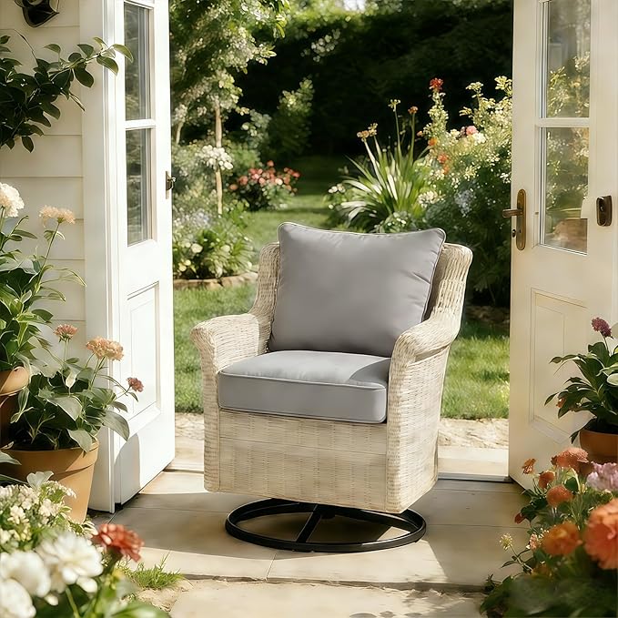 Goodgoods 24 x 24 Outdoor Patio Deep Seat Cushions 2-Pack, 1000+ Hours Fade-Resistant & Water-Resistant Outdoor Furniture Chair Cushions with 30D High-Resilience Foam for Sofa Chair, Stone Gray