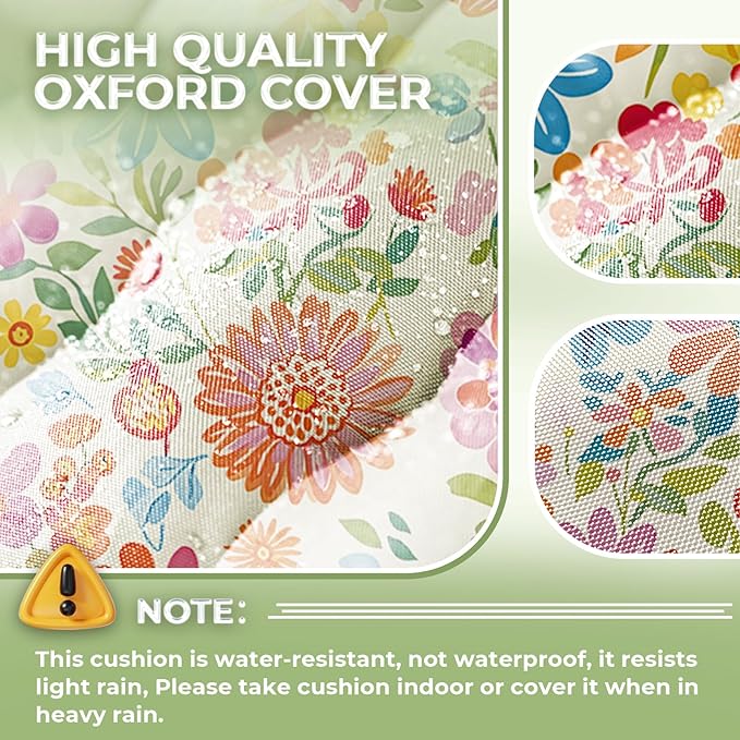 Outdoor Chaise Lounge Chair Cushion Waterproof 74.4 x 22 x 4.7 Inches Memory Foam Lounge Chair Cushions for Outdoor Furniture with Ties, Thickened Pool Lounger Cushion, Colorful Daisy