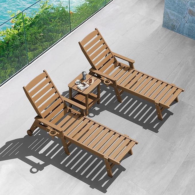 SERWALL Double Adirondack Side Table Rectangular End Table Set of 6, Brown