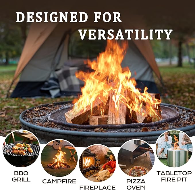Kiln Dried Oak Firewood Bark Free Hardwood Logs for Pizza Ovens Fire Pits Fireplaces Clean Hot Burning Lights Quickly 8in 15lbs