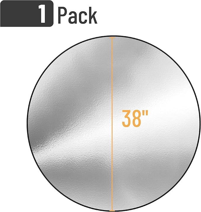 UNCO- Round Fire Pit Mat, 38", Silver Fireproof Design, Reusable, Portable, 3 Layers, Waterproof & Easy to Clean, Grill Matt for Outdoor Grill Deck Protector