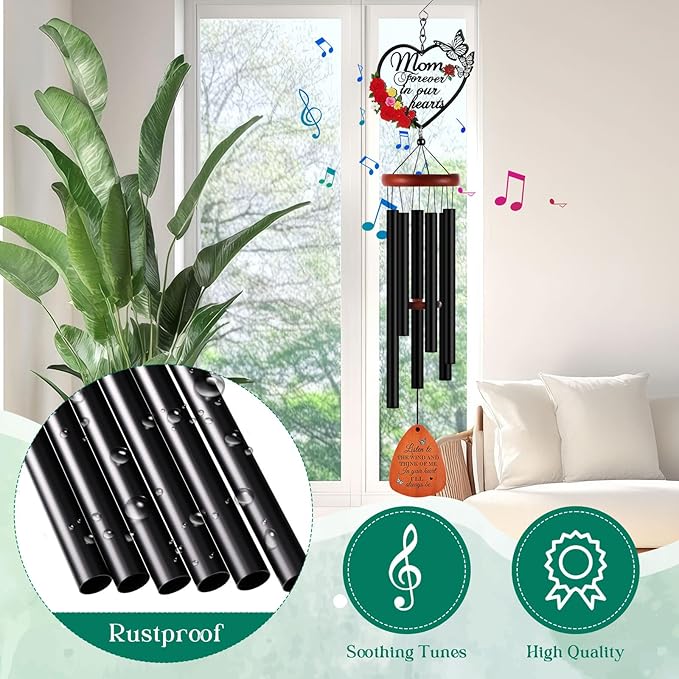Kathfly Sympathy Wind Chimes for Loss of Loved One, 28" Memorial Wind Chimes for Outside, Bereavement Condolence Funeral Windchime Funeral Gift for Gifts for Loss of Loved One Mother Father Husband