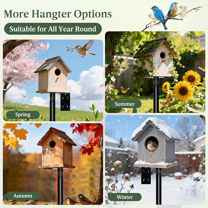 79-Inch Birdhouse Pole Stand, Heavy Duty Metal Bird House Mount with Ground Stake Base, Multi-Section Outdoor Pole for Birdhouses, Feeders & Garden Decor