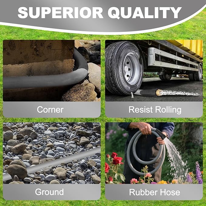 YOTOO Heavy Duty Hybrid Short Garden Hose, Lead in Water Hose 5/8-Inch by 10-Feet 150 PSI, Kink Resistant, All-Weather Flexible with Swivel Grip Handle and 3/4" GHT Solid Brass Fittings, Gray