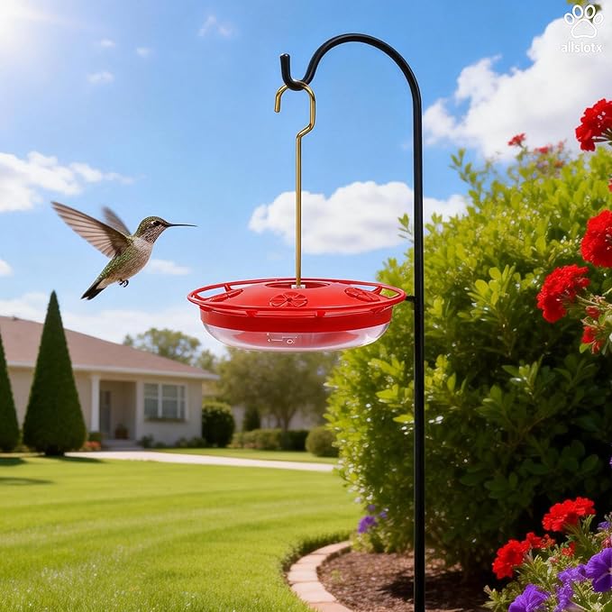 Hummingbird Feeders for Outdoors Hanging, 5 Feeding Ports 16 oz Plastic Hummingbird Feeder, Bee-Proof Leak-Proof No Drip, Easy to Clean with Cleaning Brushes