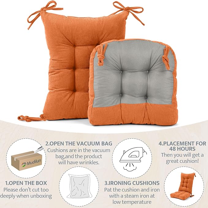 mudilun Rocking Chair Cushion Set - Non-Slip Tufted Rocking Chair Cushions with Ties Soft Indoor/Outdoor Wooden Rocking Chair Seat Pad for Porch Garden Cafe & Nursing