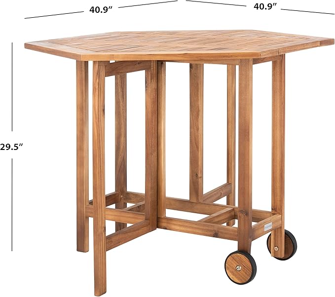 SAFAVIEH Outdoor Collection Kerman Natural 5-Piece Foldable Patio Dining Set (Fully Assembled)