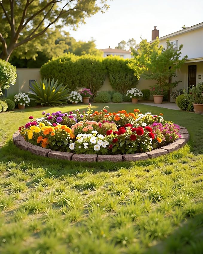 VEVOR Faux Stone Landscape Edging, No Dig Garden Edging Border, Flexible Blocks for Lawn Edging, Flower Beds, Driveway, Yards with 12 Spikes, 4 Pack 24 Bricks 16FT Kit, 46.5" Lx 3.7" W x 2.2" H, Brown