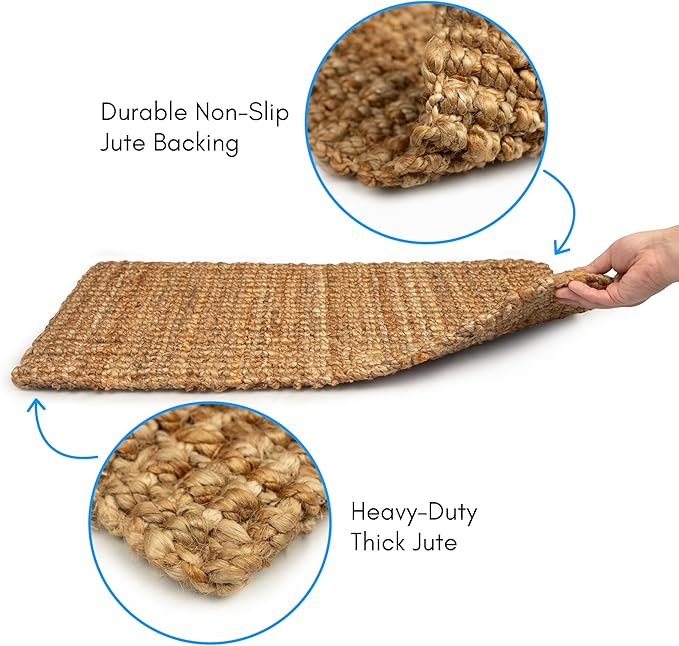 PLUS Haven Jute Doormat - Size: 17.5-Inches x 30-Inches - Pile Height: 1-Inch - Doormat Outdoor Entrance, Front Porch Door Mat, Easy to Clean Entry Mat, Outdoor and Indoor Uses, Home Decor