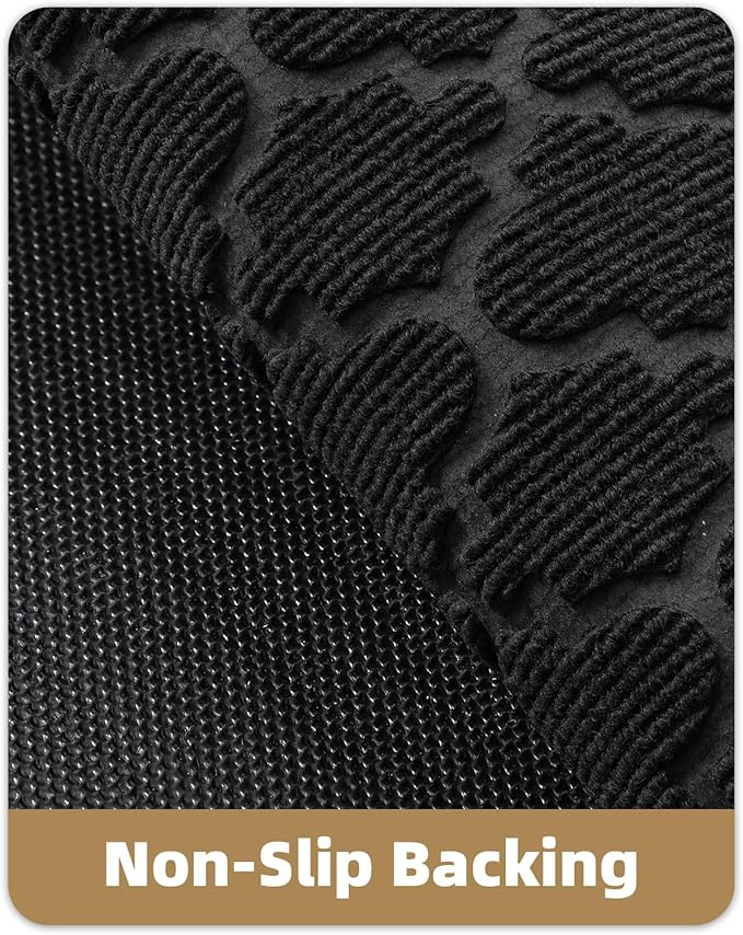 Color&Geometry Large Front Door Mat Outside Entrance, Heavy Duty Non Slip Low Profile Doormat for Entryway, Trap Dirt and Moisture Welcome Mats All-Weather, Easy Clean, Patio, Garage, 48"x72" Black