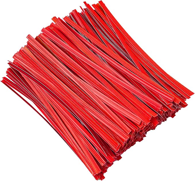 Tangyinrd 500 Pcs 5" Paper Red Twist Ties, for Party Cello Candy Bread Coffee Bags Cake Pops