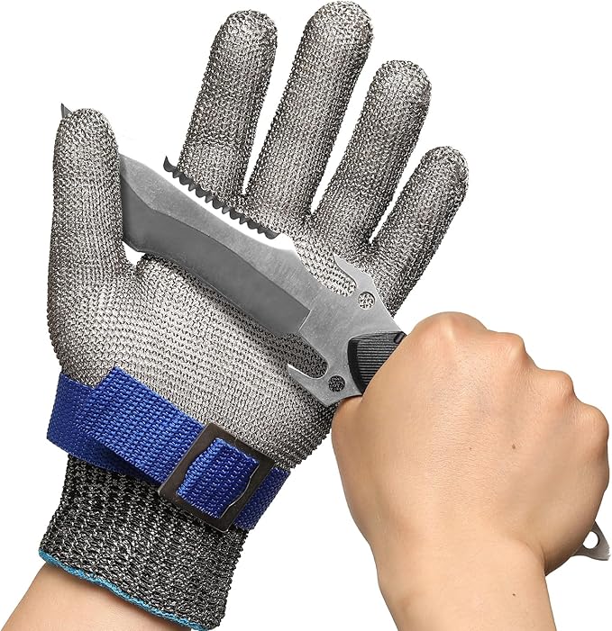 Schwer SlicePro ANSI A9 Cut Resistant Glove PR1706, Stainless Steel Mesh Metal Glove, Food Grade for Kitchen Cooking, Butcher Meat Cutting, Oyster Shucking, Mandoline, (XL, 1 PCS)