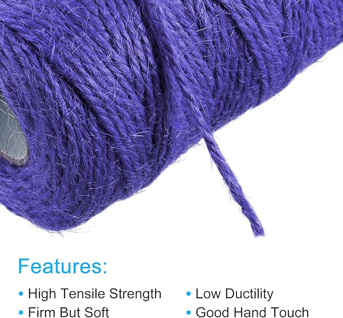 MECCANIXITY 328 Feet Garden Twine, 2mm Craft Jute Twine String Jute for Artwork, DIY Crafts, Gift Wrapping, Dark Purple