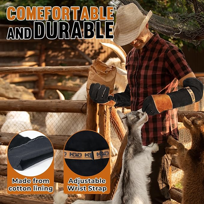 HLDD HANDLANDY Animal Handing Gloves- Bite Proof, Puncture & Scratch Resistant for Safe Handling