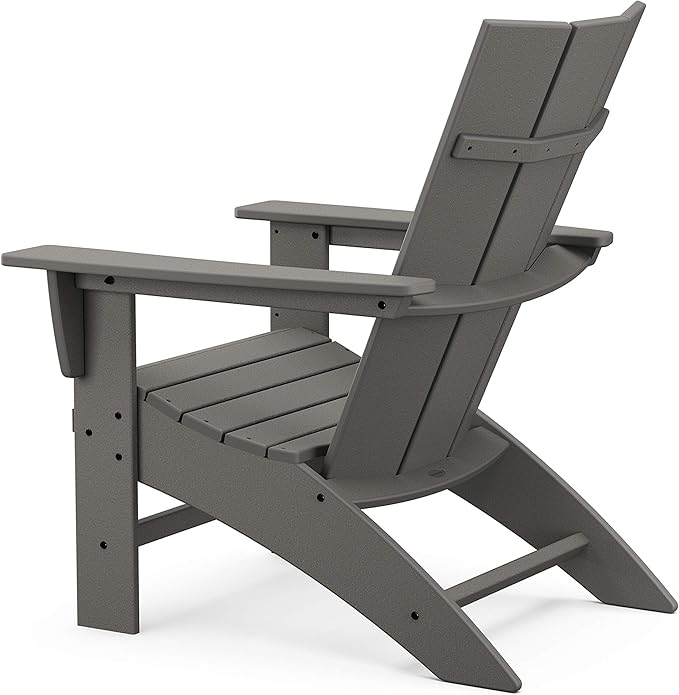 POLYWOOD Modern Curveback Adirondack Chair, Outdoor Patio Furniture, Fire Pit Lawn Lounger, Bonfire Seating, Fade-Proof HDPE, White