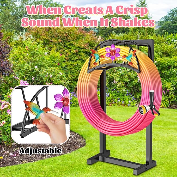 Garden Hose Holder, Heavy Duty Metal Water Hose Holders Stand with 4 Spikes, Freestanding Outdoor Water Pipe Storage Rack Hanger 150ft for Outside Yard Lawn Decor