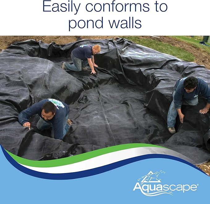 Aquascape PRO Grade 45 MIL EPDM Fish-Safe Pond and Fountain Liner, 20-ft x 15-ft, 300 sq ft, Black