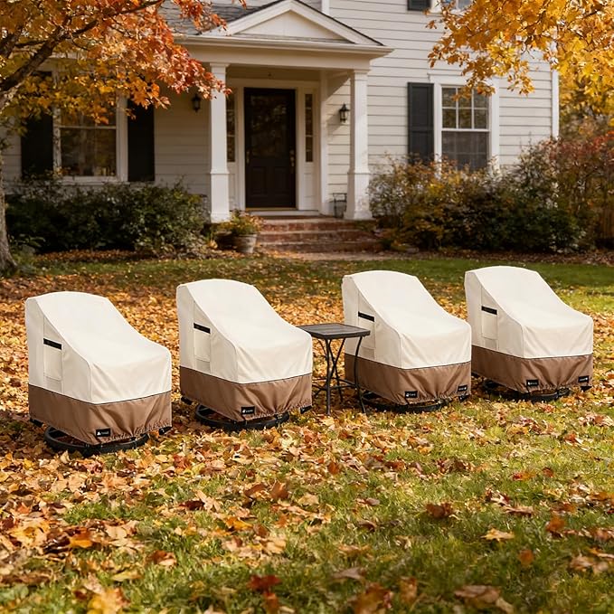 Outdoor Swivel Rocker Chair Cover 2Pack, Waterproof Rocking Chair Covers, All-Weather Protection Outdoor Lawn Patio Furniture Covers for Patio Chair 32" W x 35" D x 32" H, Beige