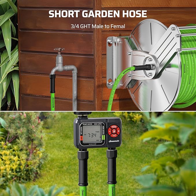 DEWENWILS Garden Hose 5 ft x 5/8", Water Hose with Swivel Handle, Heavy Duty, Lightweight, Flexible Hose for Plants, Car, Yard, 3/4 Inch Solid Fittings, Drinking Water Safe