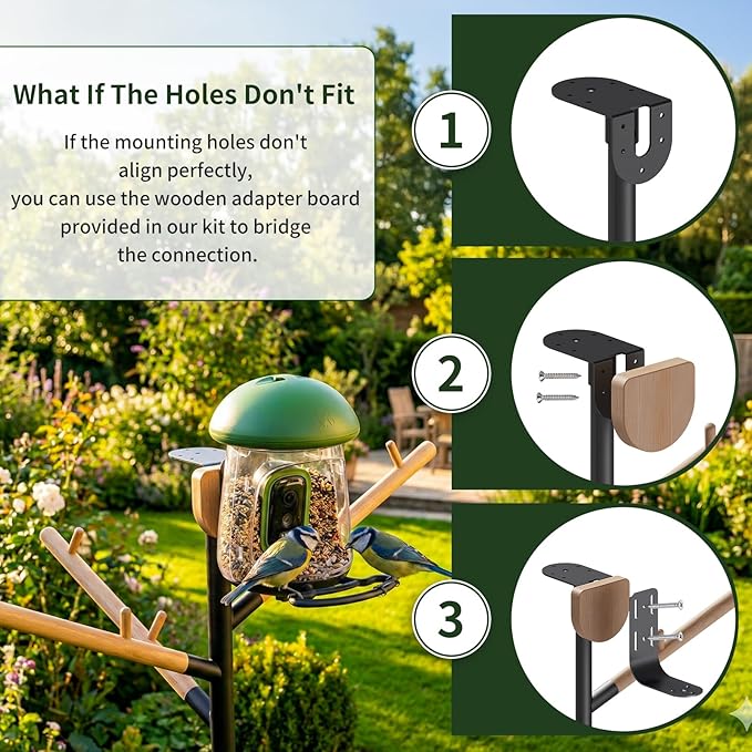 LONA Heavy Duty Bird Feeder Pole - 105 Inch Adjustable Height with 0.9-Inch Dia Bird House Pole Mount Kit for Outdoors, Squirrel Proof Baffle, 5-Prong Base, Feeding Stand for Hanging Feeders