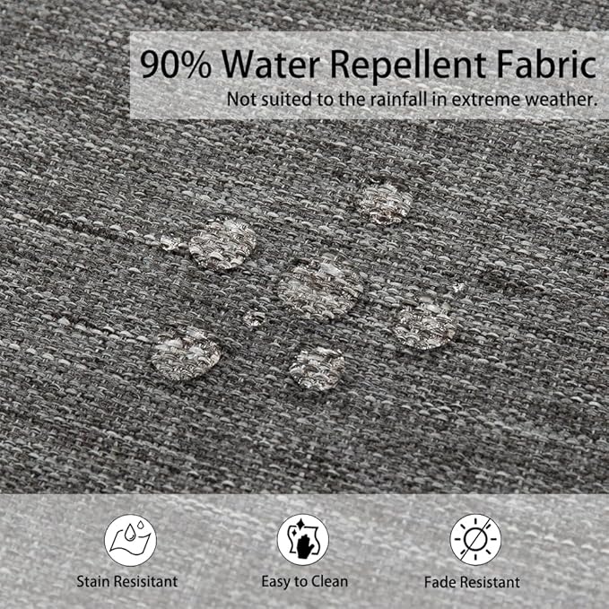 Magpie Fabrics Outdoor 15"x15"x4" Round Bistro Seat Cushions with Ties Set of 2, Tufted Waterproof Patio Floor Chair Pads for Home Garden Balcony Kitchen Office Porch, Heather Grey