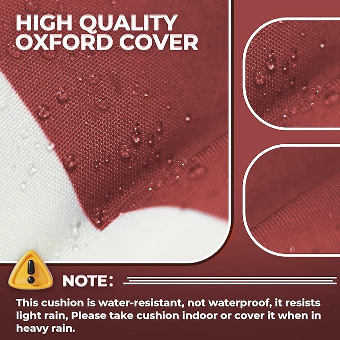 Outdoor Chaise Lounge Chair Cushion Waterproof 74.4 x 22 x 4.7 Inches Memory Foam Lounge Chair Cushions for Outdoor Furniture with Ties, Thickened Pool Lounge Chair Cushion, Stripe Red&White