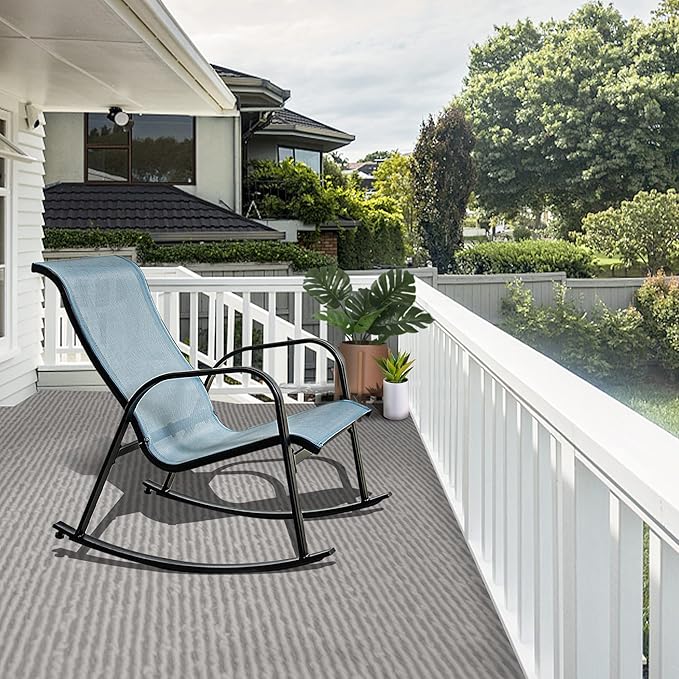 Grand patio Outdoor Mesh Sling Rocking Chair Rocker Seating Outside for Front Porch Garden Patio Backyard Blue