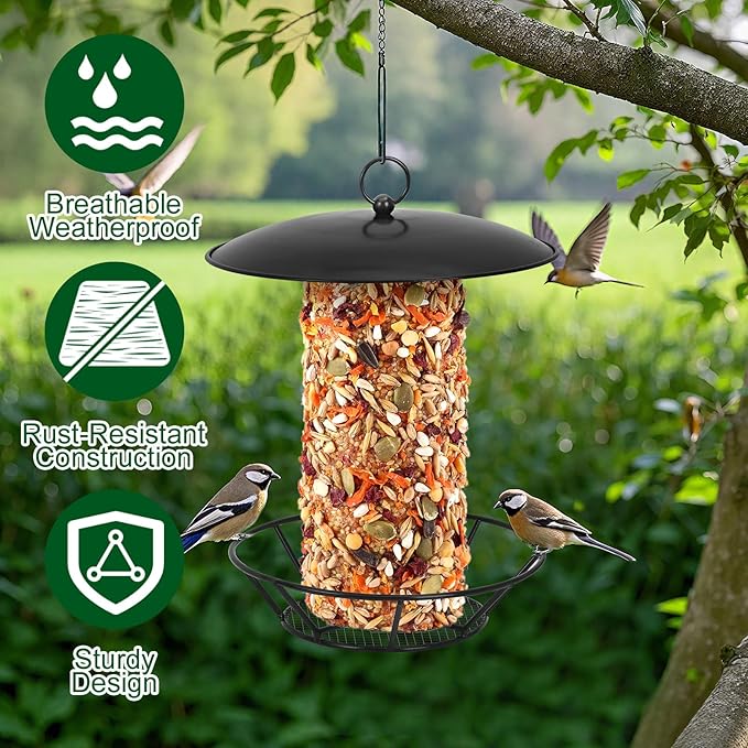 2 Pcs Suet Feeder Cylinder Bird Feeder, S-6-2 Cylinder Birds Feeders for Outdoors, Bird Suet Cake Holder Backyard Wild Birdfeeding Birds Feeders for Outdoor Garden Accessories