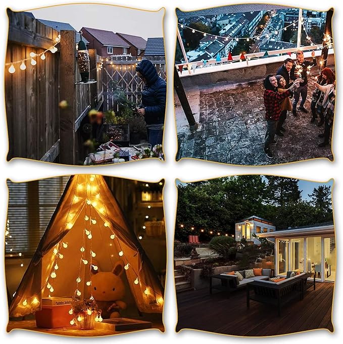 Battery Operated Globe String Lights 16FT Waterproof 30 LED 8 Modes Outdoor String Lights Crystal Ball String Light with Timer for Backyard Garden Balcony Pergola, Warm White (2 Pack)