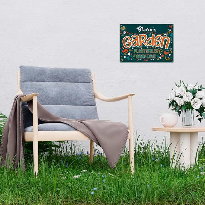 Custom Garden Signs, Personalized Sign For Garden, Mom, Her Or Girlfriend Sign, 10x14 Inches, Rust Free .040 Aluminum, Fade Resistant, Made in USA by Sigo Signs