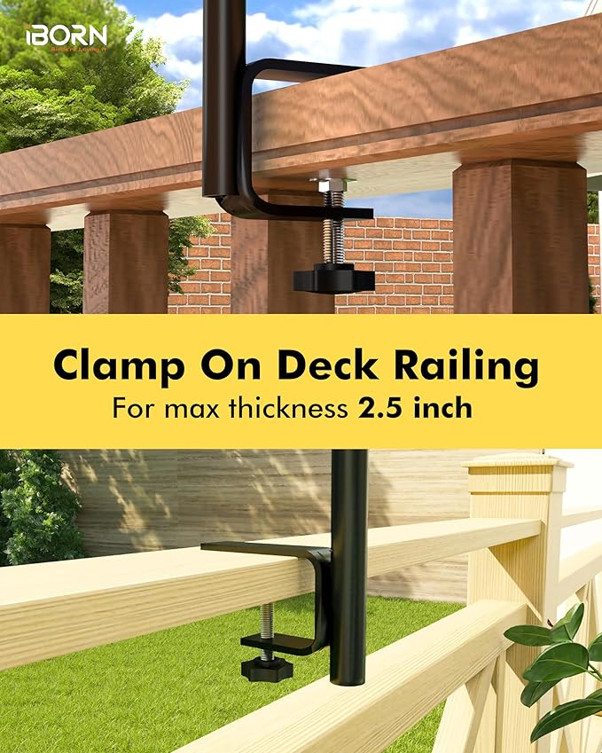 iBorn Shepherds Hooks for Outdoor Clamp On Deck Hook for Bird Feeder 45 Inch Heights Feeder Hangers for Deck Railing Hummingbird Feeders Hanging Tri-Hooks 2024 New (Feeders are Not Included)