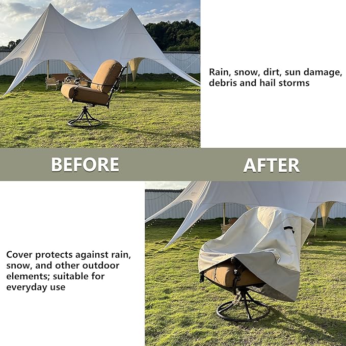 Outdoor Swivel Lounge Chair Cover 2 Pack,100% Waterproof Heavy Duty Outdoor Chair Covers,(33 W x 35 D x 38.5 H inches) Patio Furniture Cover for Swivel Patio Chair,White&Grayish Green