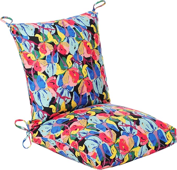 Set of 2 Outdoor Dining Chair Cushions, Patio Seating Cushions, 38x18x4.5 inch, for Garden Patio Furniture (Butterfly Flower)