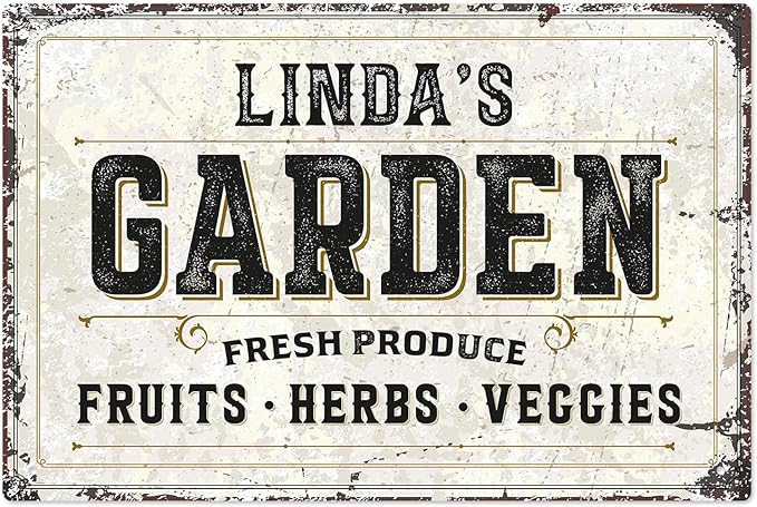 Custom Garden Fresh Produce Sign, Personalized Rustic Name for Backyard, Farm and Décor Sign, 12x18 Inches, Rust Free .063 Aluminum, Fade Resistant, Made in USA by Sigo Signs