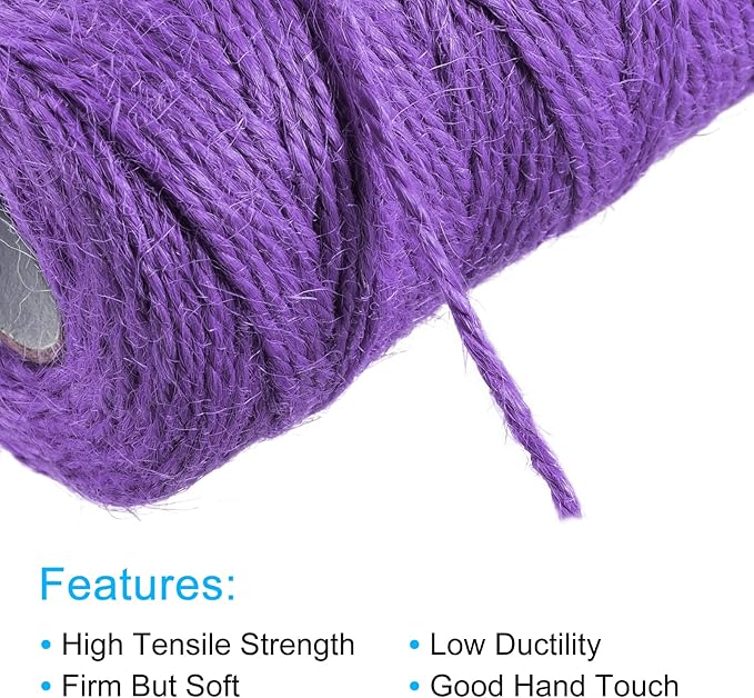 MECCANIXITY 328 Feet Garden Twine, 2mm Craft Jute Twine String Jute for Artwork, DIY Crafts, Gift Wrapping, Purple Pack of 2