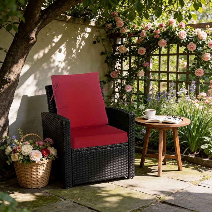 COZYVIDA Outdoor Dining Chair Cushion, Set of 1, 20" x 42",Water-Proof, UV-Resistant 1000+ Hrs, 30D Foam with Recycled Fiber Fill, YKK Zippers, Chili-TPU