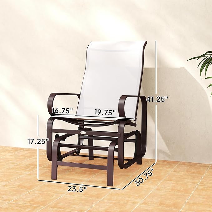 Outsunny Outdoor Glider Chair Set of 2, Gliders for Outside Patio with Smooth Gliding Mechanism and Lightweight Construction for Backyard, Beige